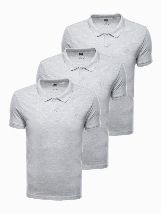 Zestaw koszulek bawełnianych polo 3-pak - szare V11 Z28 - XXL