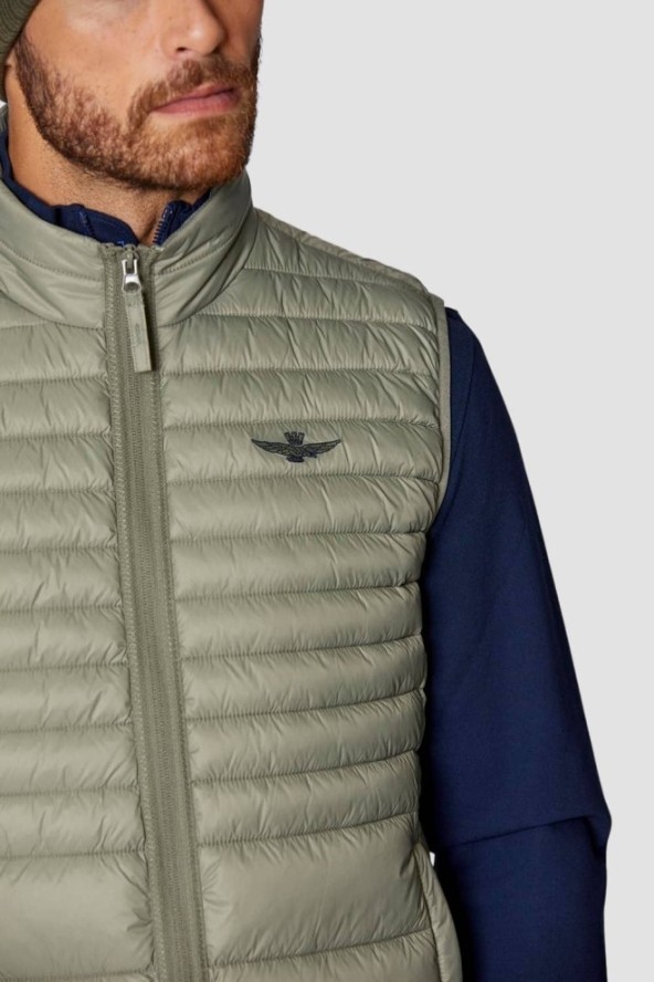 AERONAUTICA MILITARE Zielony bezrękawnik Ultralight Quilted Vest