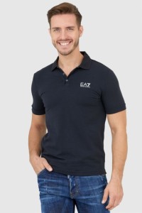 EA7 Ciemnogranatowa koszulka polo ze srebrnym logo
