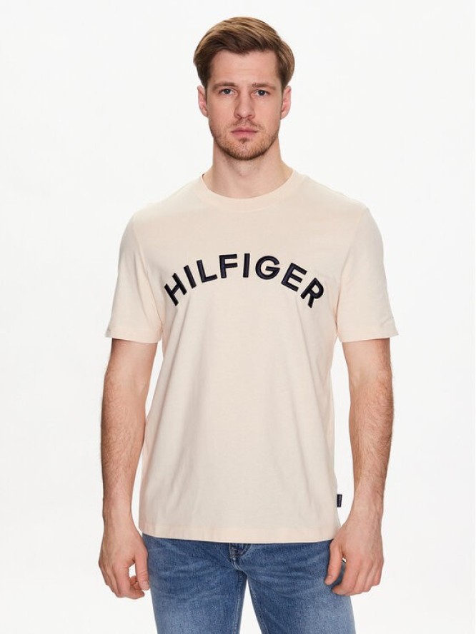 Tommy Hilfiger T-Shirt Arched MW0MW30055 Beżowy Regular Fit