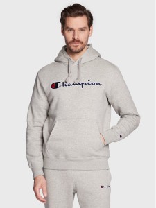 Champion Bluza Script Logo Embroidery 217858 Szary Regular Fit