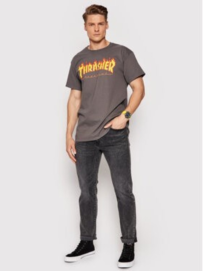 Thrasher T-Shirt Flame Szary Regular Fit