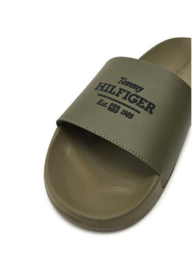 Tommy Hilfiger Klapki Embroid Hilfiger 85 Pool Slide FM0FM05342 Zielony