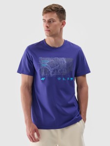 T-shirt regular z nadrukiem męski - fioletowy