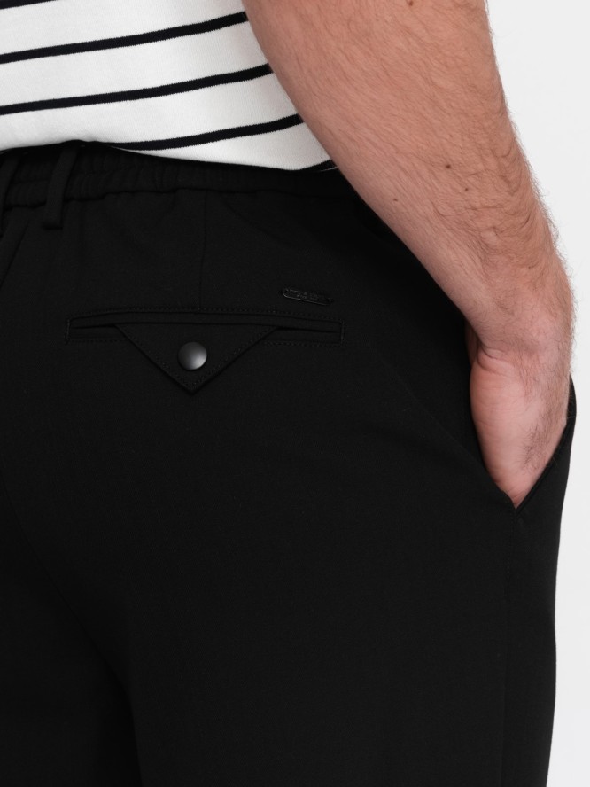 Męskie spodnie chino z gumką w pasie SLIM FIT - czarne V3 OM-PACP-0158 - XXL