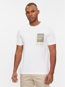 Calvin Klein T-Shirt Overlay Box Logo T-Shirt K10K112402 Biały Regular Fit