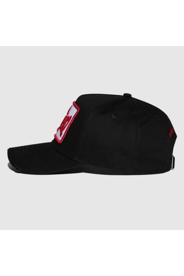DSQUARED2 Czarna czapka z daszkiem z czerwonym logo