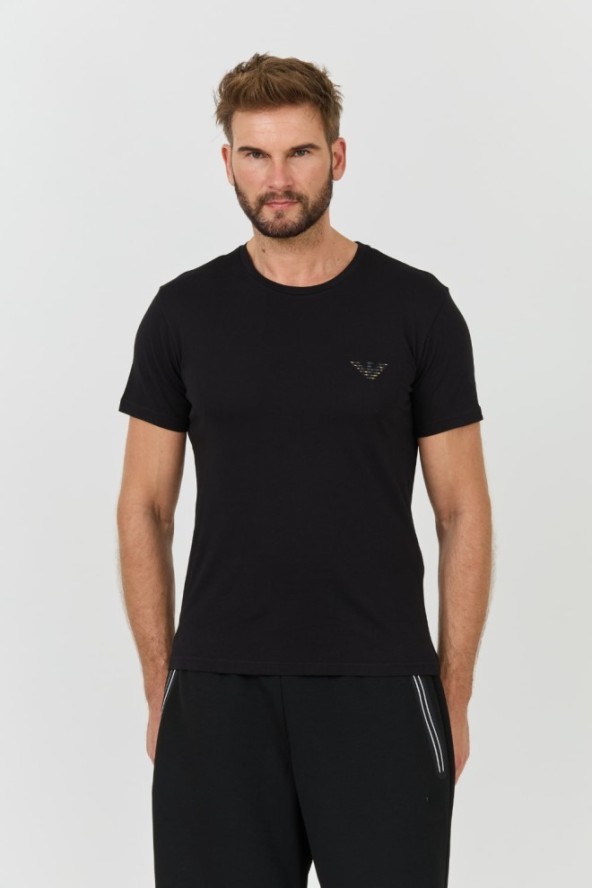 EMPORIO ARMANI Czarny t-shirt logo brodé