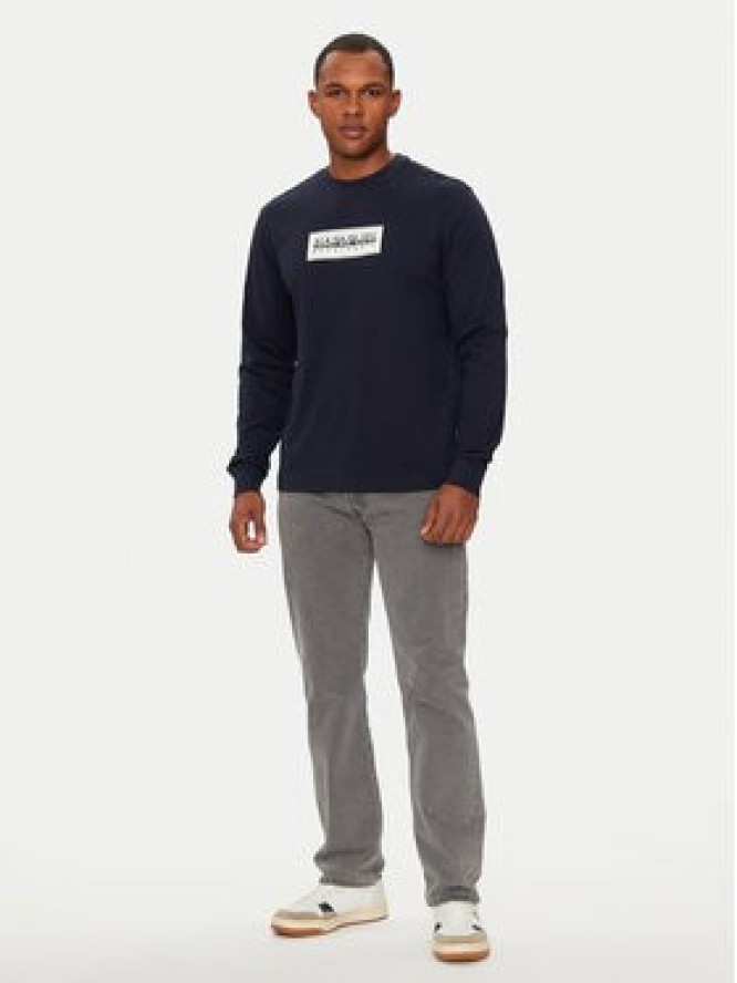 Napapijri Longsleeve S-Box Logo NP0A4I3M Granatowy Regular Fit