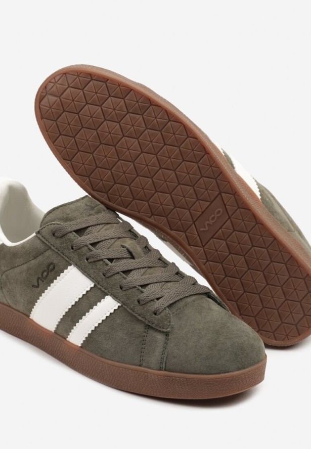Ciemnobeżowe Buty Sportowe z Naturalnego Zamszu Palarwena