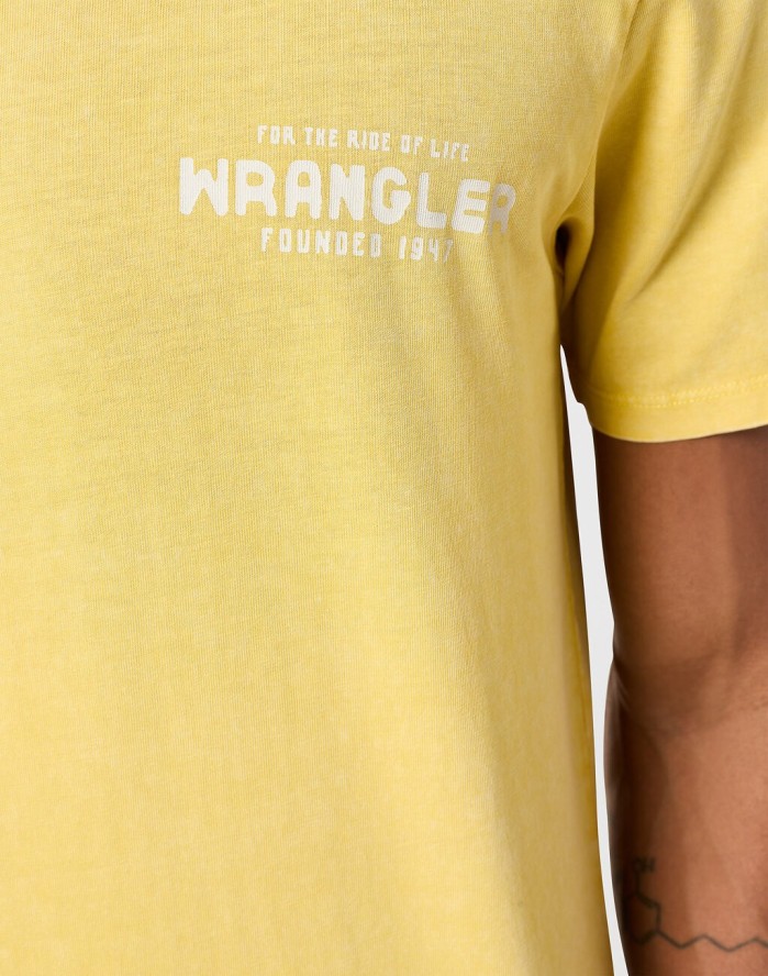 WRANGLER GRAPHIC TEE MĘSKA KOSZULKA T-SHIRT LOGO VARSITY YELLOW 112350430