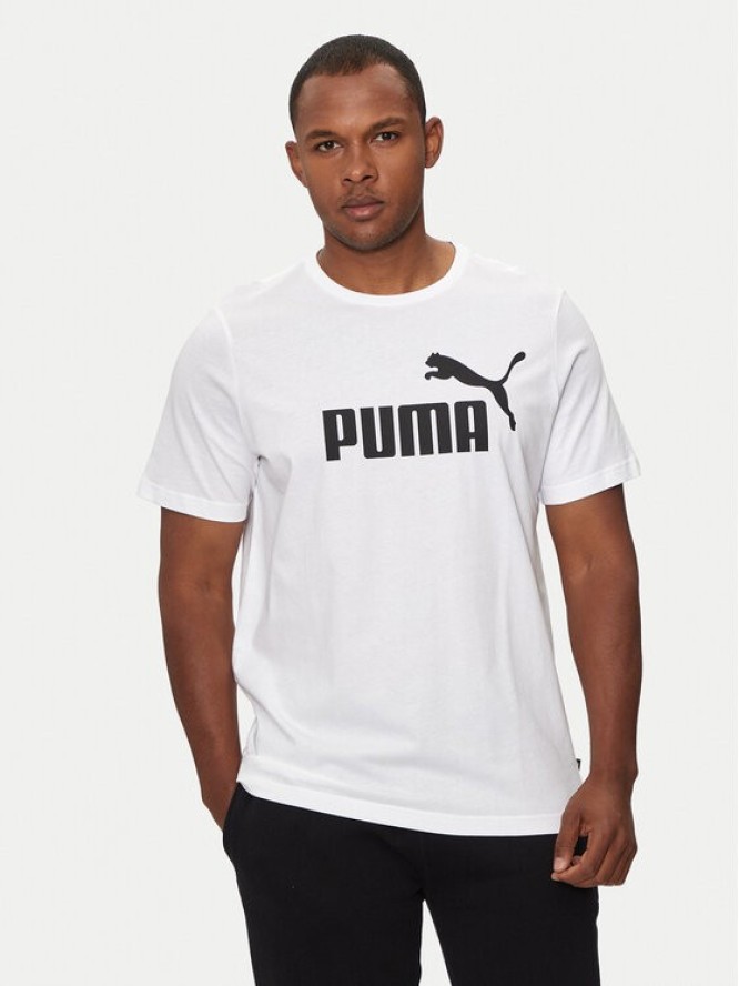 Puma T-Shirt Ess Logo 586666 Biały Regular Fit