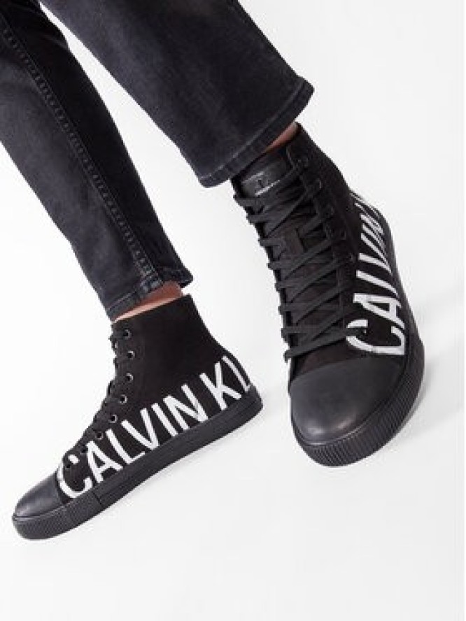 Calvin Klein Jeans Trampki Vulcanized Mid Sneaker Logo YM0YM00276 Czarny
