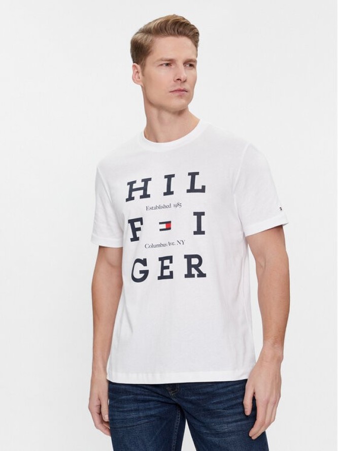 Tommy Hilfiger T-Shirt Box Flag Logo Tee MW0MW33690 Biały Regular Fit