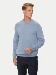 Calvin Klein Sweter K10K113549 Błękitny Slim Fit