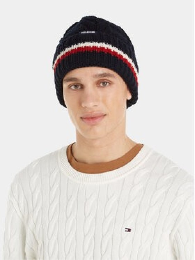 Tommy Hilfiger Czapka Monotype Chunky Knit Beanie AM0AM11506 Granatowy