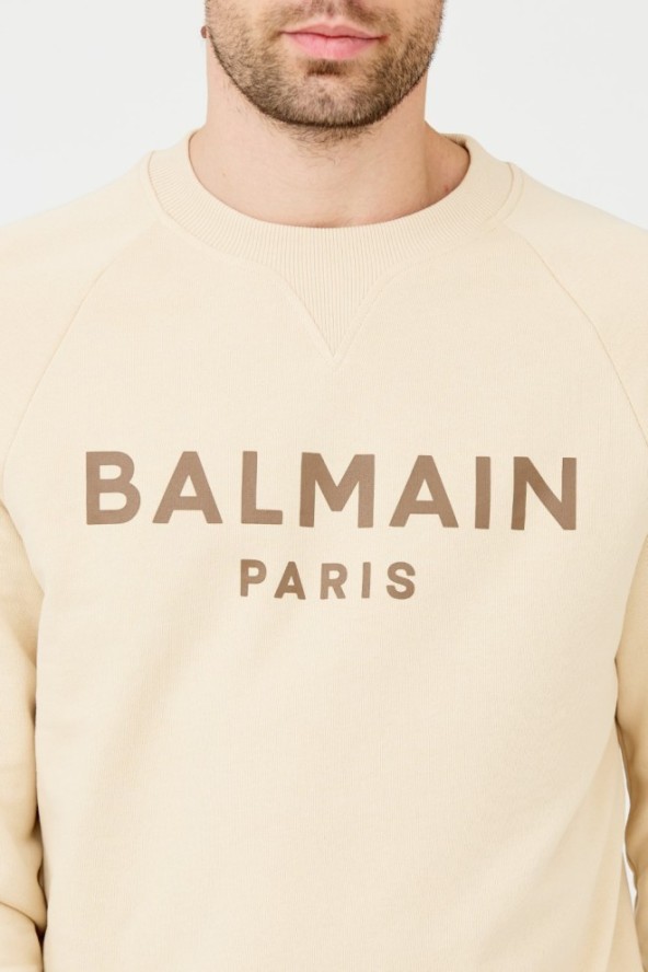 BALMAIN Beżowa bluza Printed Sweatshirt