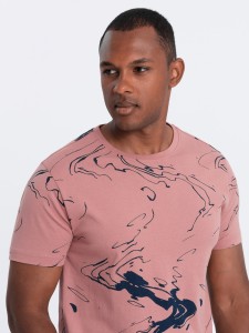 T-shirt męski bawełniany w esy-floresy – różowy V5 OM-TSFP-0184 - XXL