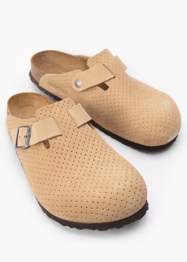 Klapki męskie BIRKENSTOCK BOSTON LEVE DOTTED NEW BEIGE