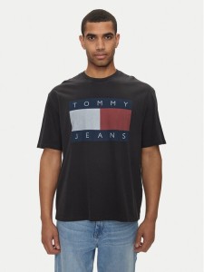 Tommy Jeans T-Shirt Big Flag DM0DM18547 Czarny Oversize