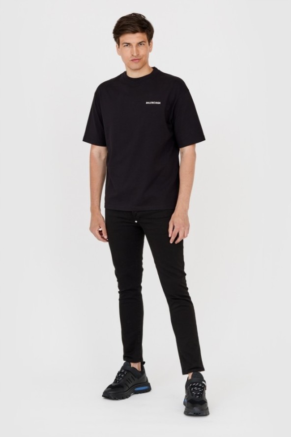 BALENCIAGA Czarny t-shirt z logo na plecach