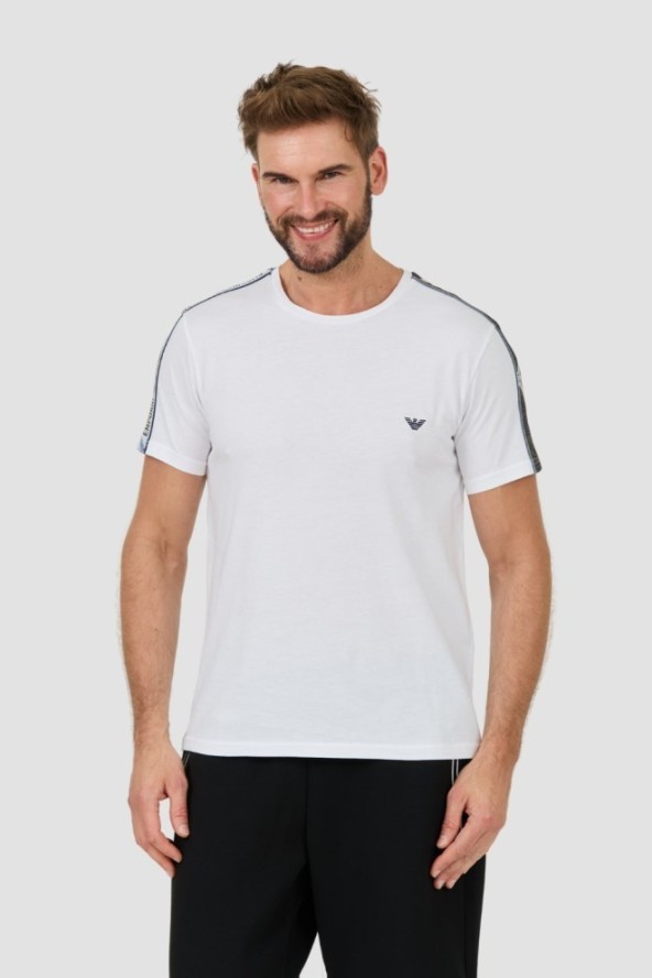 EMPORIO ARMANI Biały t-shirt bande logo