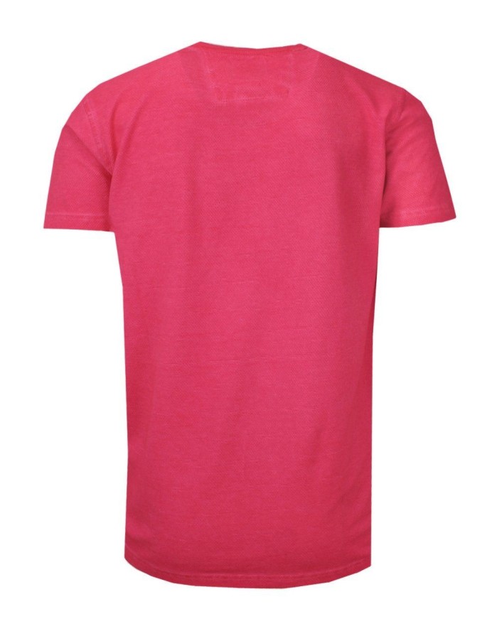 T-Shirt Męski Malinowy, Czerwony, Melanżowy z Nadrukiem, Koszulka, Krótki Rękaw, Basic, U-neck
