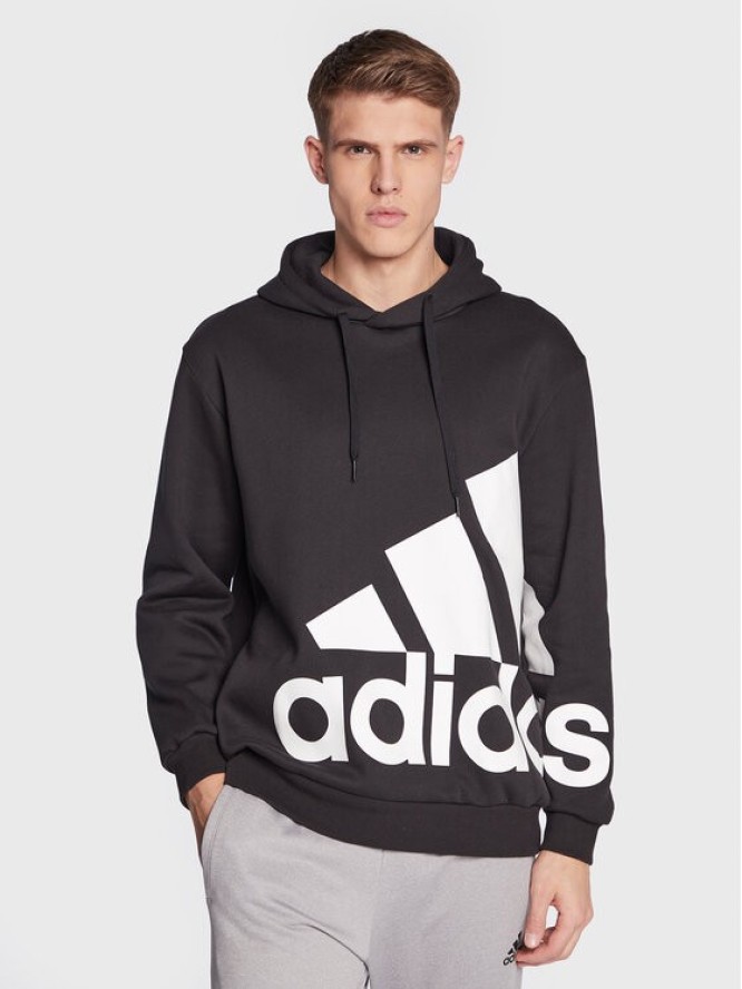 adidas Bluza Essentials Giant Logo HL6925 Czarny Loose Fit