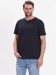 Tommy Hilfiger T-Shirt Henley UM0UM02803 Granatowy Regular Fit