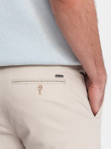 Spodnie męskie chino SLIM FIT - kremowe V1 OM-PACP-0186 - XXL