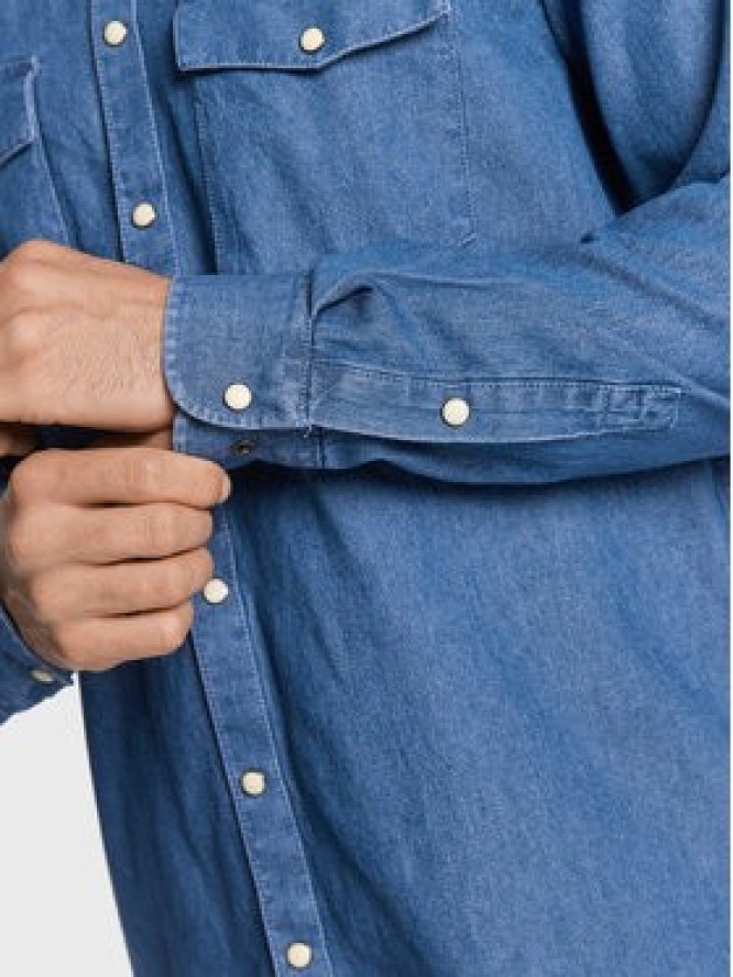 Solid Koszula jeansowa 21107055 Niebieski Regular Fit