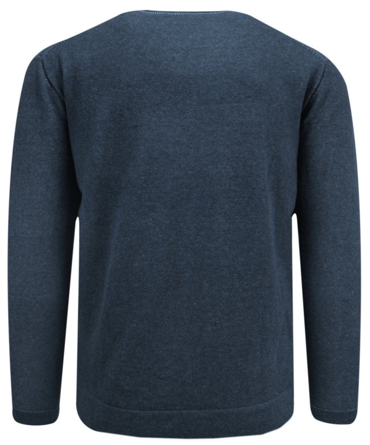 Lekki, Bawełniany Sweter Męski Pioneer - V-neck - Granatowy Melanż
