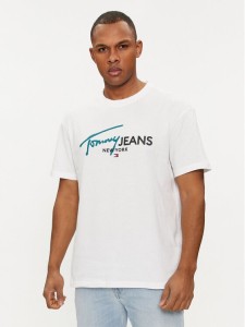 Tommy Jeans T-Shirt Spray Pop Color DM0DM18572 Biały Regular Fit