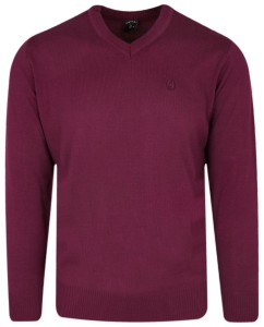 Sweter Różowy, Fuksjowy, Dekolt w Serek, V-neck, Męski -TRIKKO