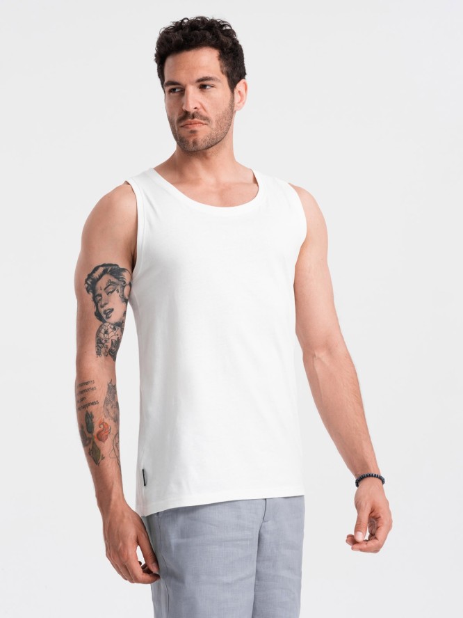 Męska bawełniana koszulka tank top BASIC – biała V1 OM-TSBT-0192 - XXL