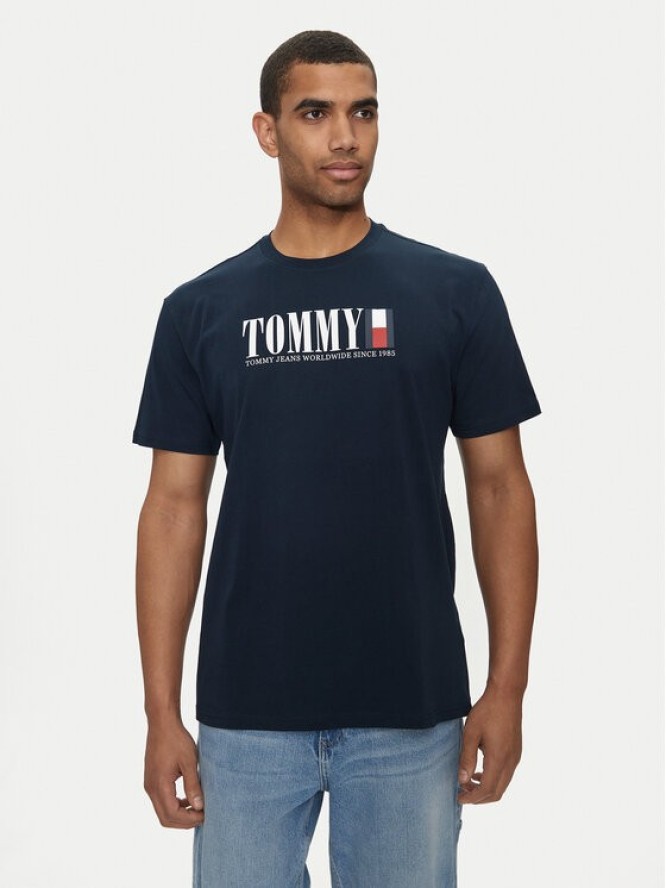 Tommy Jeans T-Shirt DNA Flag DM0DM18533 Granatowy Regular Fit
