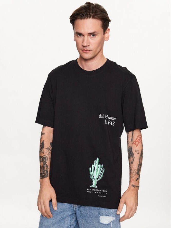 Jack&Jones T-Shirt Belmont Front 12234253 Czarny Oversize