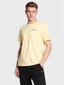 Champion T-Shirt Small Script Logo Embroidery 218006 Żółty Regular Fit