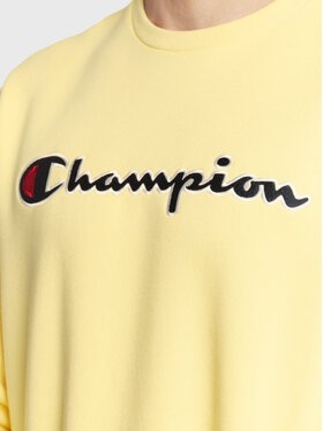 Champion Bluza Embroided Script Logo 217859 Żółty Regular Fit