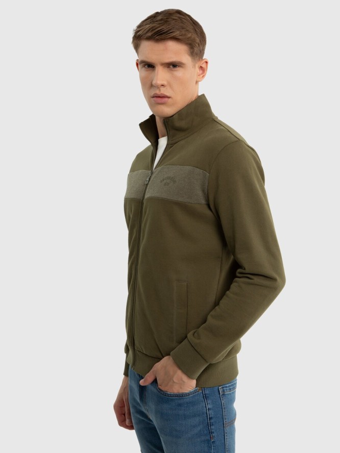 Bluza męska bawełniana na stójce khaki Johnson 303