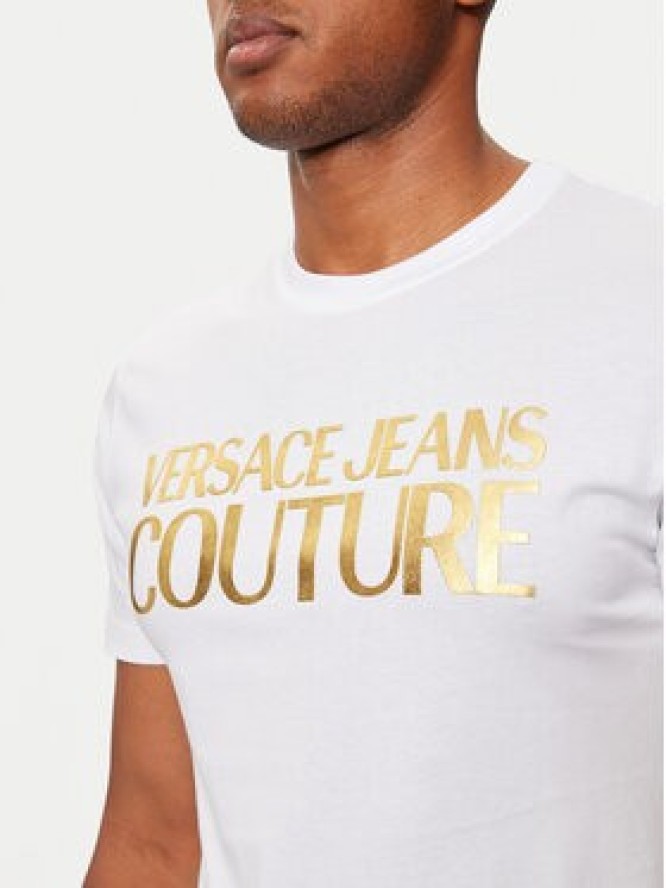 Versace Jeans Couture T-Shirt 77GAHT05 Biały Regular Fit