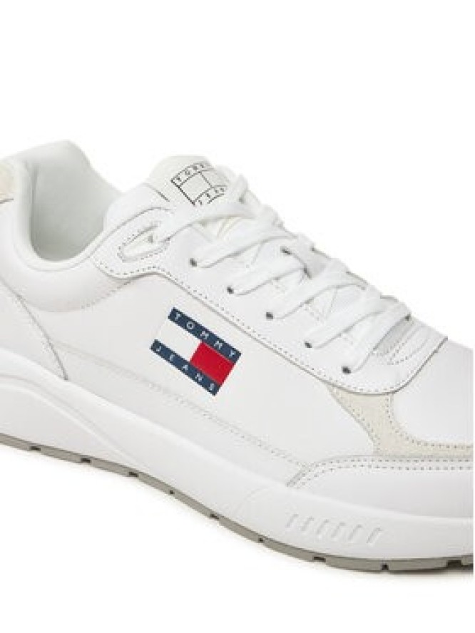 Tommy Jeans Sneakersy Tjm Runner Full Leather Ess EM0EM01445 Biały