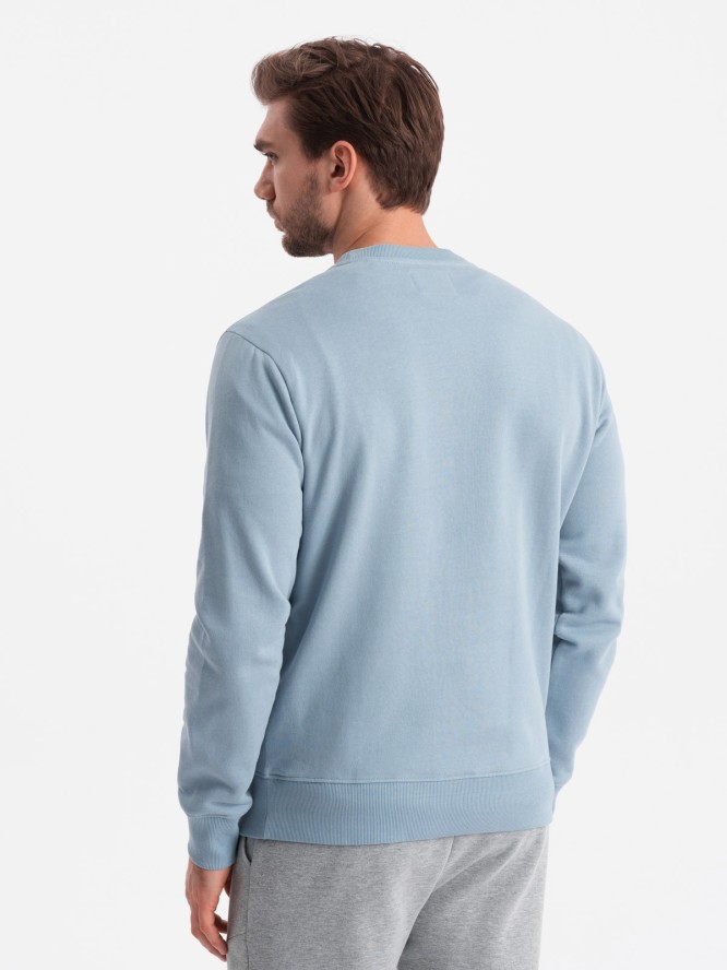 Bluza męska dresowa BASIC z okrągłym dekoltem - niebieska V7 OM-SSBN-0175 - XXL