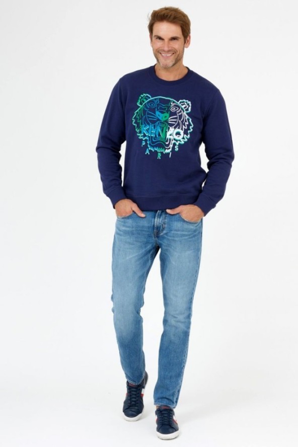 KENZO Granatowa bluza męska z wyszywanym logo