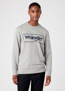 WRANGLER FRAME LOGO SWS MĘSKA BLUZA KLASYCZNA MID GREY MEL W6H1HAX37