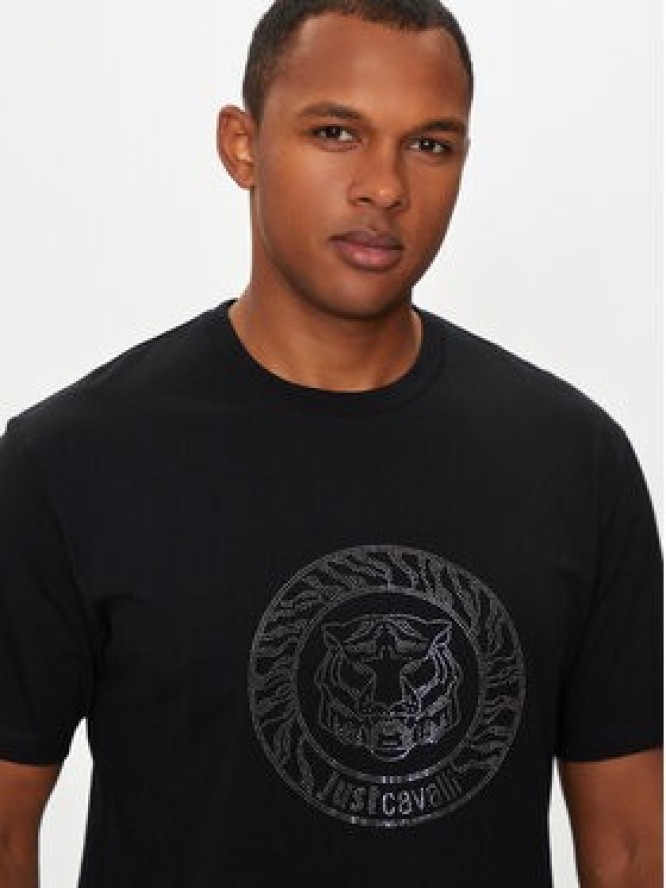 Just Cavalli T-Shirt 77OAHE05 Czarny Regular Fit