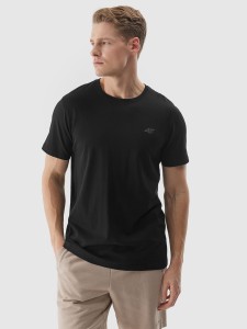 T-shirt regular gładki męski - czarny