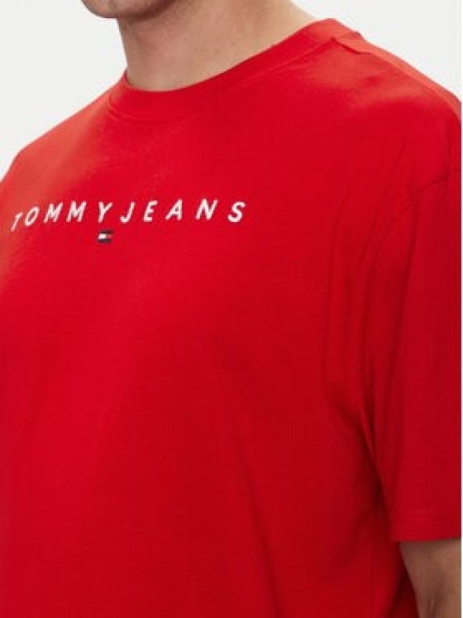 Tommy Jeans T-Shirt Linear Logo DM0DM17993 Czerwony Regular Fit