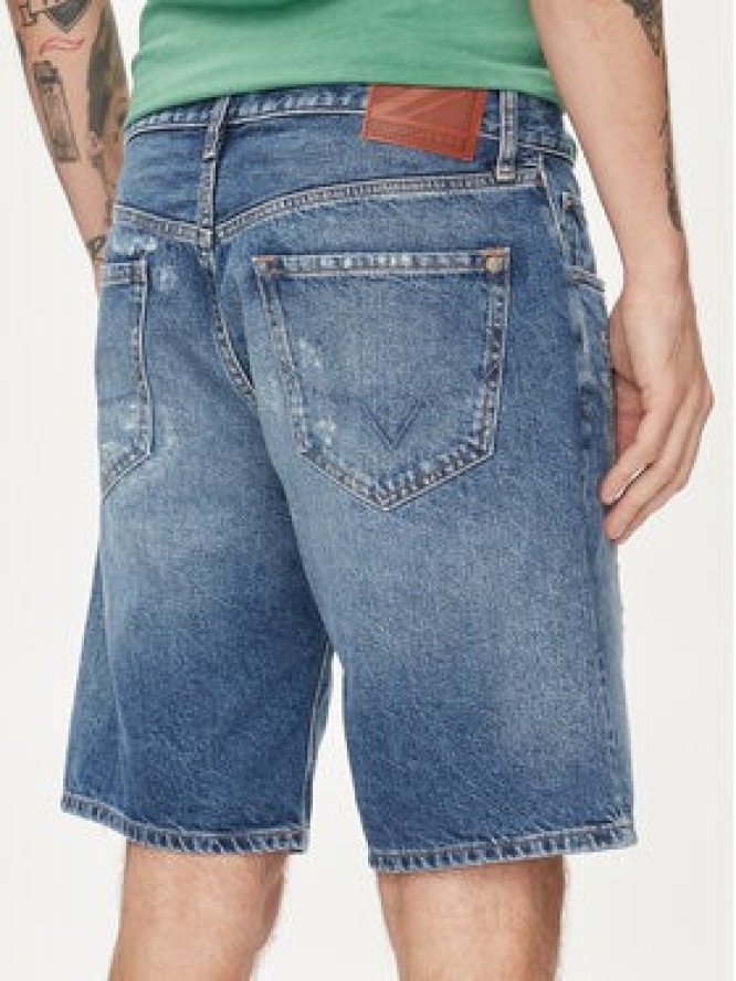 Pepe Jeans Szorty jeansowe Relaxed Short Repair PM801074 Niebieski Relaxed Fit