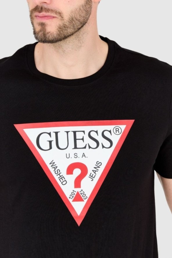 GUESS T-shirt czarny slim fit